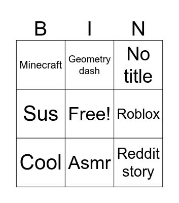 YouTube shorts Bingo Card