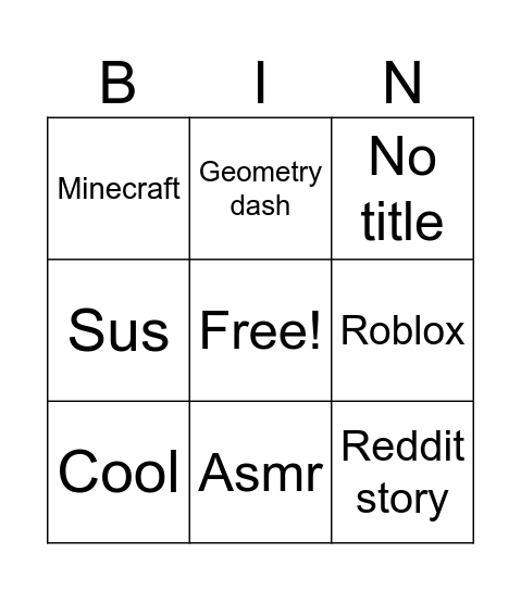 YouTube shorts Bingo Card