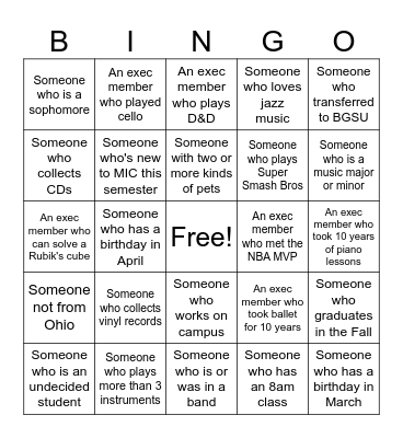 MIC Bingo! Bingo Card