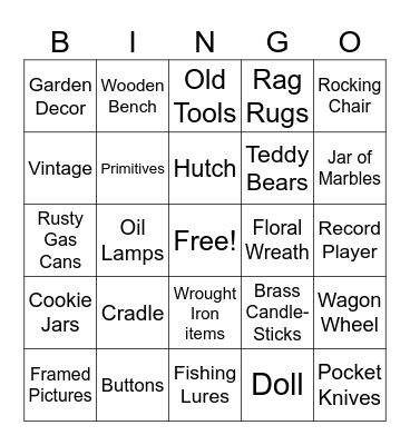 Antique Store Bingo Card