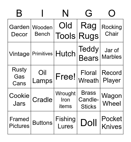 Antique Store Bingo Card