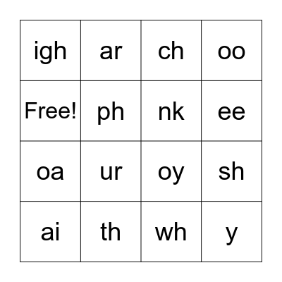 PHONICS BINGO Card