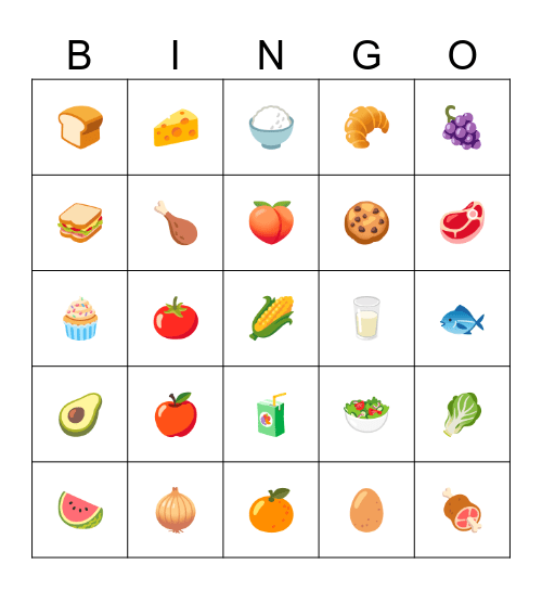 LA COMIDA Bingo Card