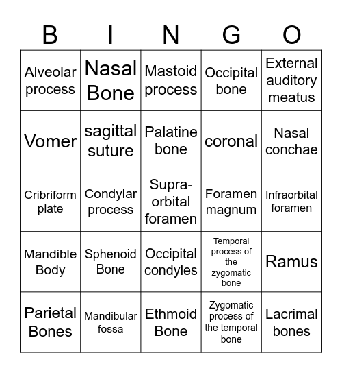 Skull Bingo Card