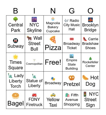 NEW YORK BINGO Card