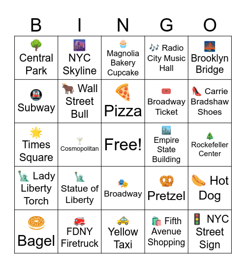 NEW YORK BINGO Card