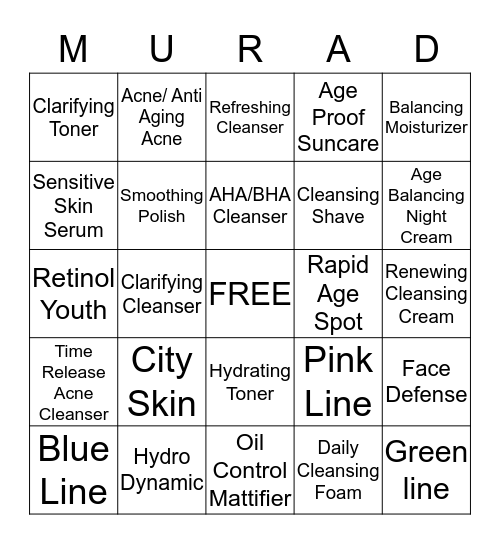 MURAD Bingo Card