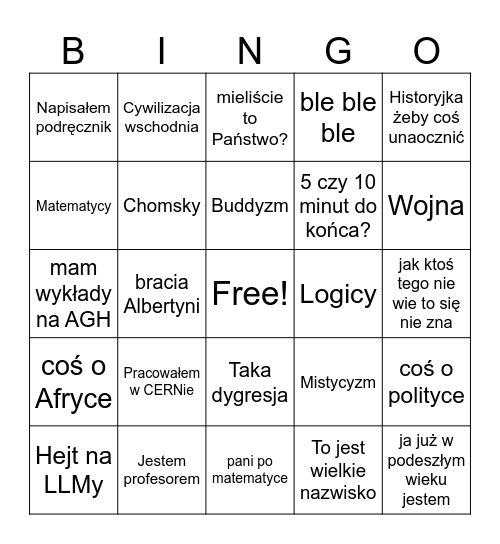 Flasiński Bingo Card
