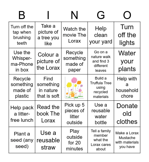 The Lorax Bingo Card