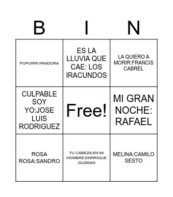 BINGO MUSICAL Bingo Card