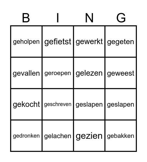 VD Bingo Card