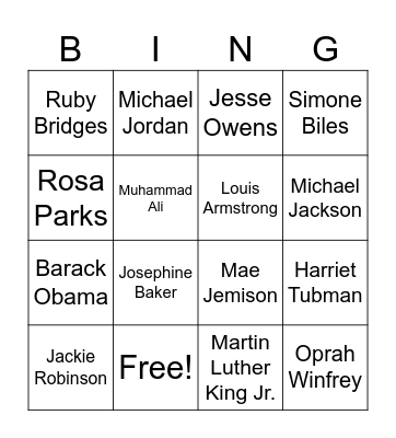 Black History Bingo Card