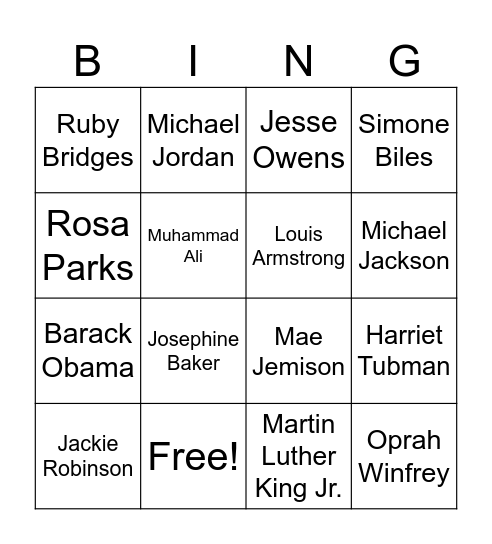 Black History Bingo Card
