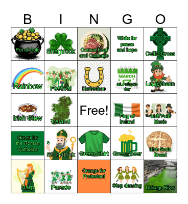 St. Patrick's Day Bingo Card