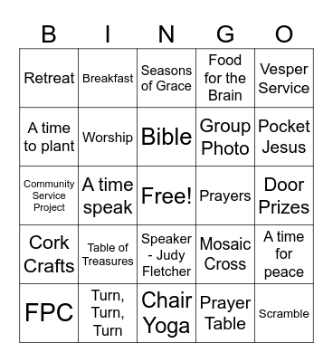 Seasons of Grace Bingo Card