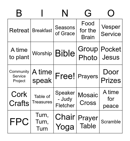 Seasons of Grace Bingo Card