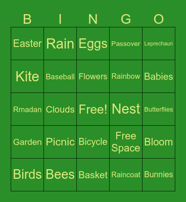Spring Bingo Card