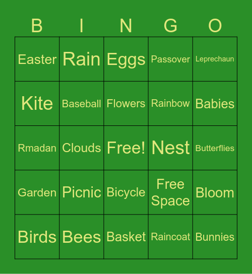 Spring Bingo Card