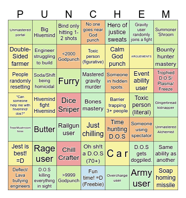 Ability Wars Bingo Card