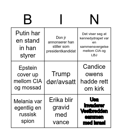 2026 wild guess Bingo Card