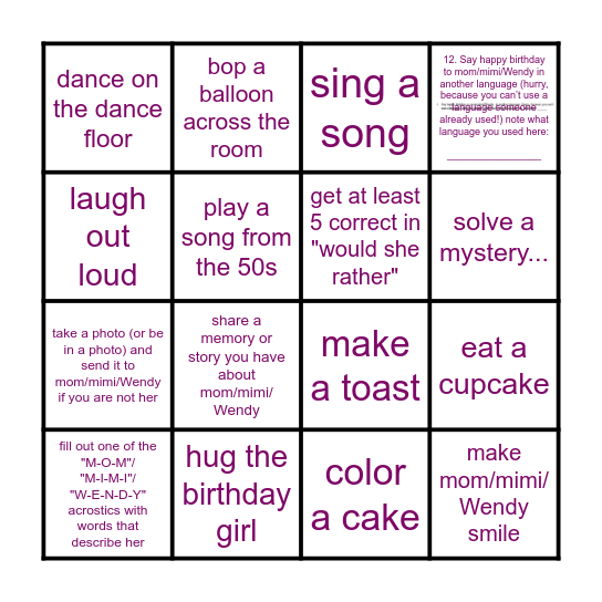 Bingo Card