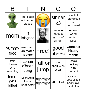 Oscars 2026 Bingo Card
