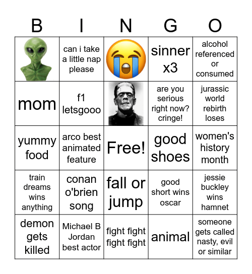 Oscars 2026 Bingo Card