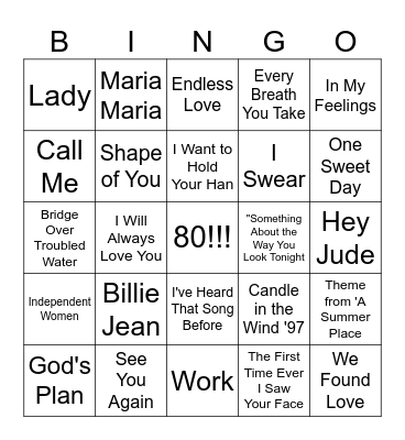 Miguel's Birthday songs Bingo Card