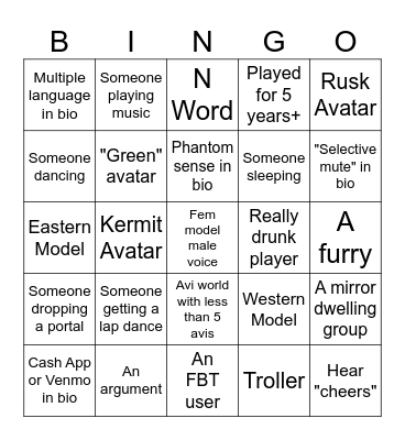 VRChat Bingo Card