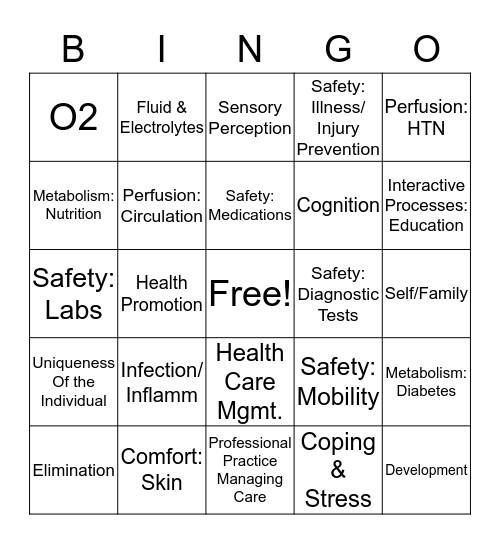 Concept/Exemplar Bingo Card