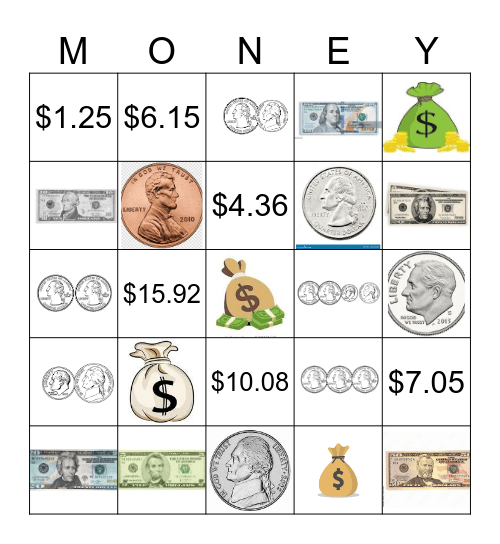 Money Bingo Card