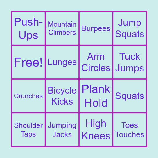 Bodyweight Bingo Card