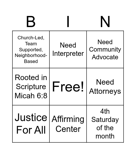 Administer Justice Bingo Card