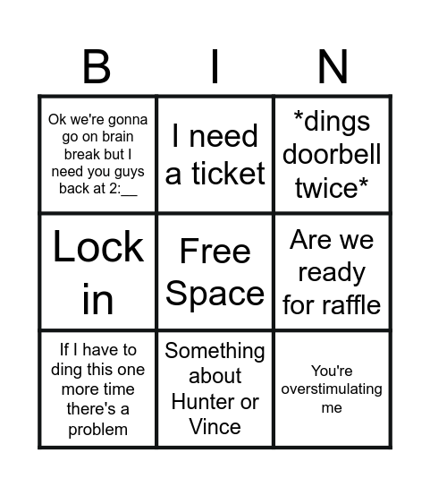 mrs. patterson bingo Card