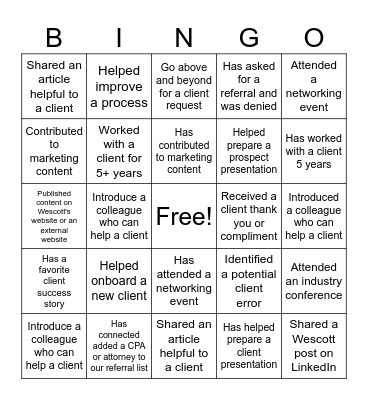 Organic Growth Bingo Card