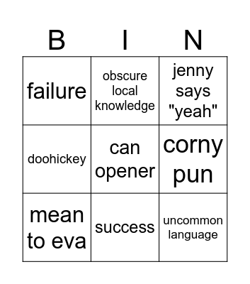 shrimp Bingo Card