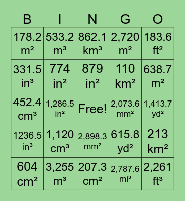 Geometry Module 6 BINGO Review Bingo Card