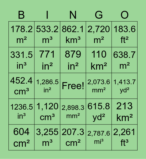 Geometry Module 6 BINGO Review Bingo Card