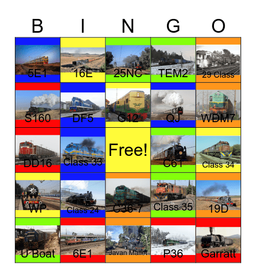 Preserved Engines of Africa and Asia that I would like to design one day Bingo Card
