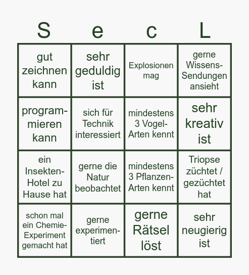 Finde jemanden, der... Bingo Card