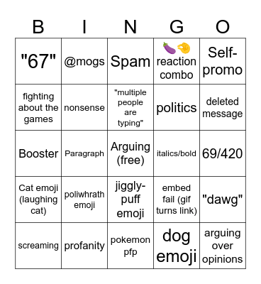 Genchat Bingo Card