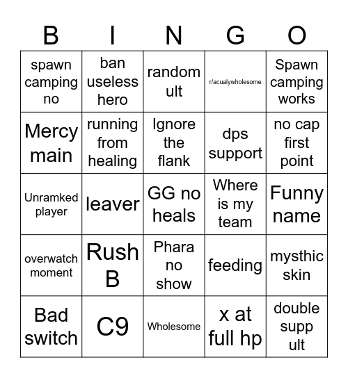 The bronze bingo Card