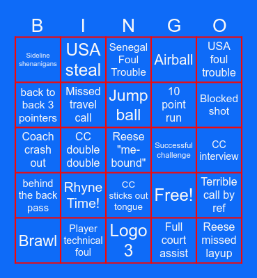 USA v. Senegal Bingo Card