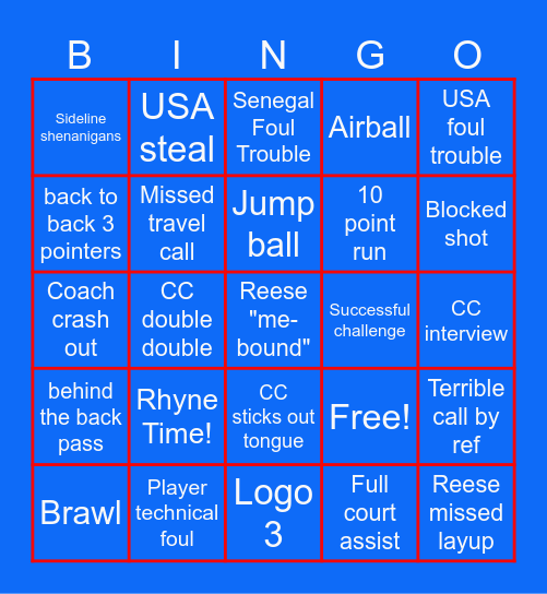 USA v. Senegal Bingo Card