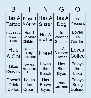 Find the Guest Bingo Card