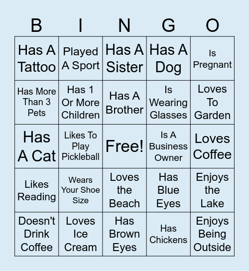 Find the Guest Bingo Card