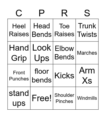 Exercise BINGO Card