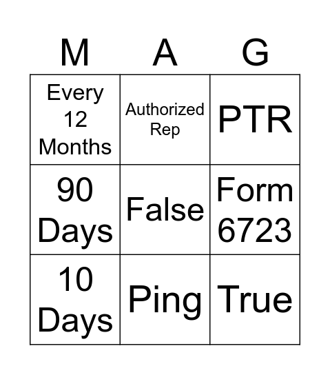 MAGI Bingo- Applications & Renewals Bingo Card
