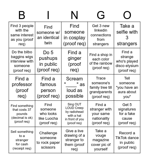 Nicole's Test of Courage Bingo Card