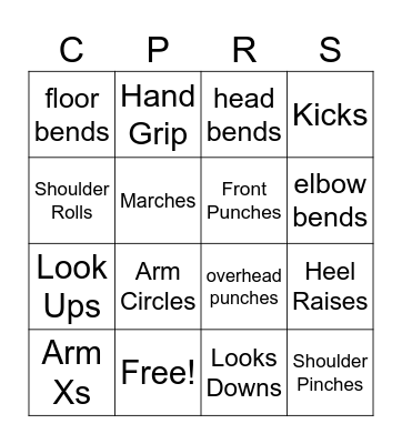 Exercise BINGO Card